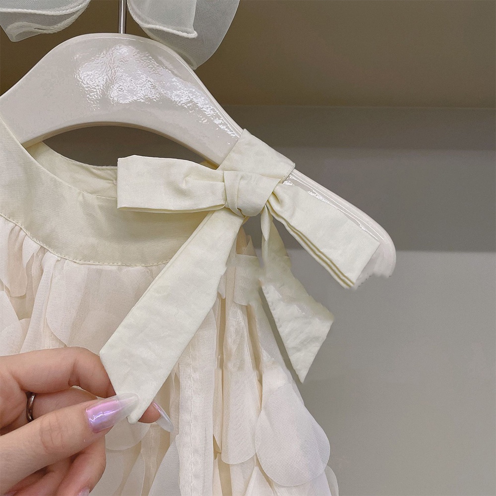 Bear leader phiên bản hàn quốc 2023 váy dễ thương cho bé gái mùa hè mới váy treo cổ nơ vest cho 1-7 tuổi