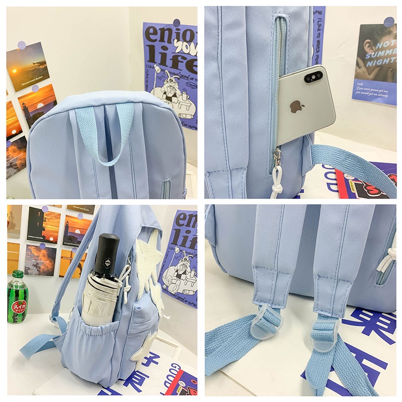 Ba Lô Đi Học In Họa Tiết Ngôi Sao Năm Cánh Dễ Thương Phong Cách Nhật Bản Cho Nữ