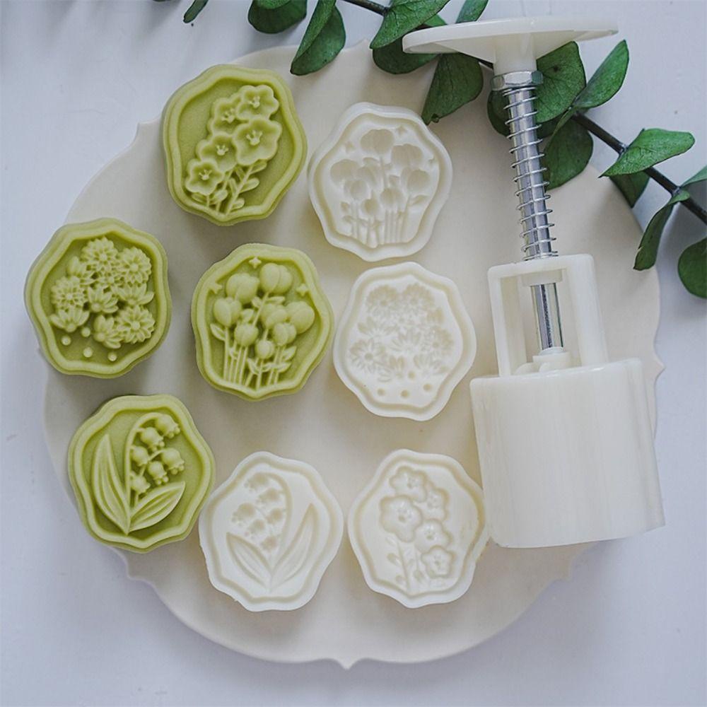 Augustina Khuôn Cắt Dập Nổi Họa Tiết Hoa tulip Trang Trí Bánh Trung Thu 50g