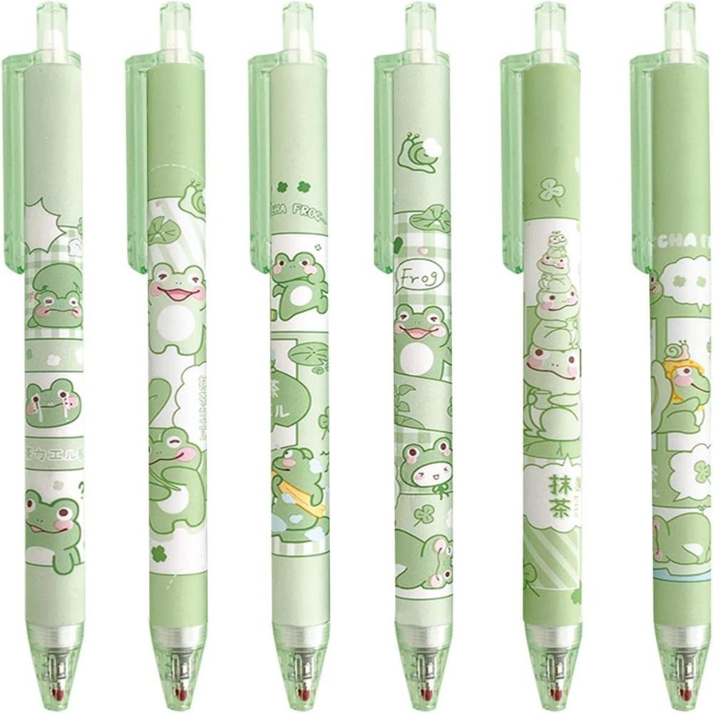 UUMIR Set 6 Bút Mực gel Hình Mèo Đen / Xanh Lá Dễ Thương