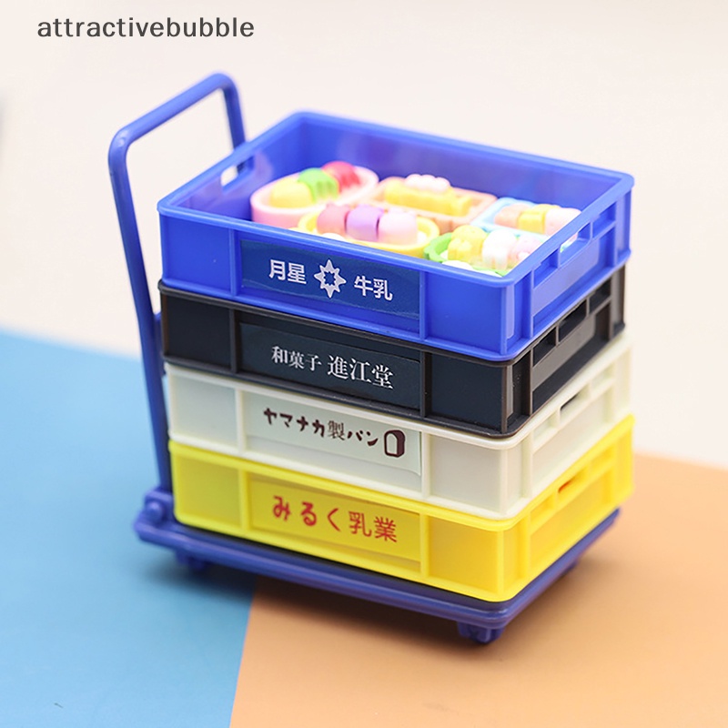 Atvn trang trí nhà bếp đồ chơi nhà búp bê phụ kiện siêu thị trang trí cảnh 1:12 đồ uống thu nhỏ giỏ đựng bánh mì sữa mô hình martijn