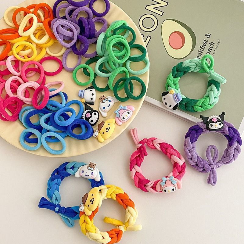 Sanrio Dây Buộc Tóc Đuôi Ngựa Bằng Nhựa resin Co Giãn Phong Cách Hoạt Hình kuromi Dễ Thương diy Cho Bé Gái y2k