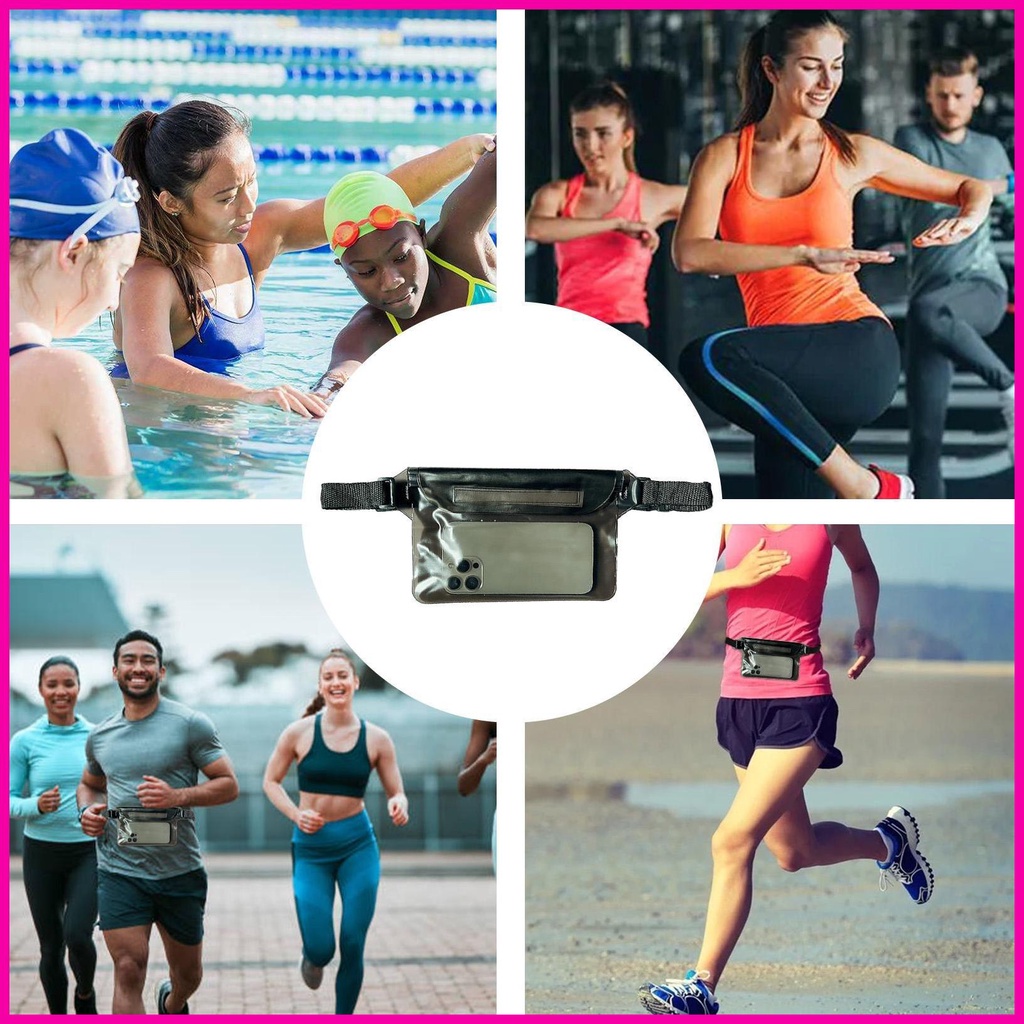 Điện thoại không thấm nước fanny pouch điện thoại fanny pack mobile belt bag túi chống nước 3-layer dung tích cao để bơi lrnvn