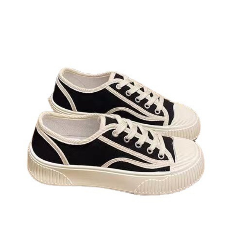 Giày thể thao cho học sinh Giày vải high-heeled nữ Round-headed casual shoes