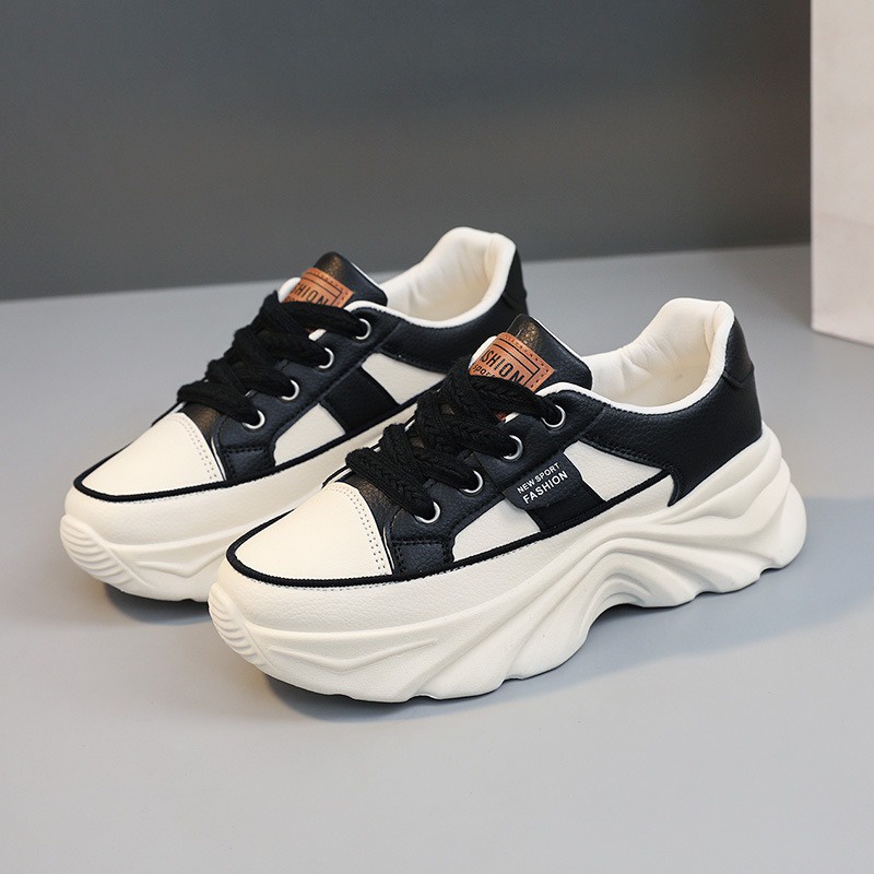 Giày nữ thường mới giày da màu nền tảng giày all-match ren-up mang-giày thể thao chống-af4060