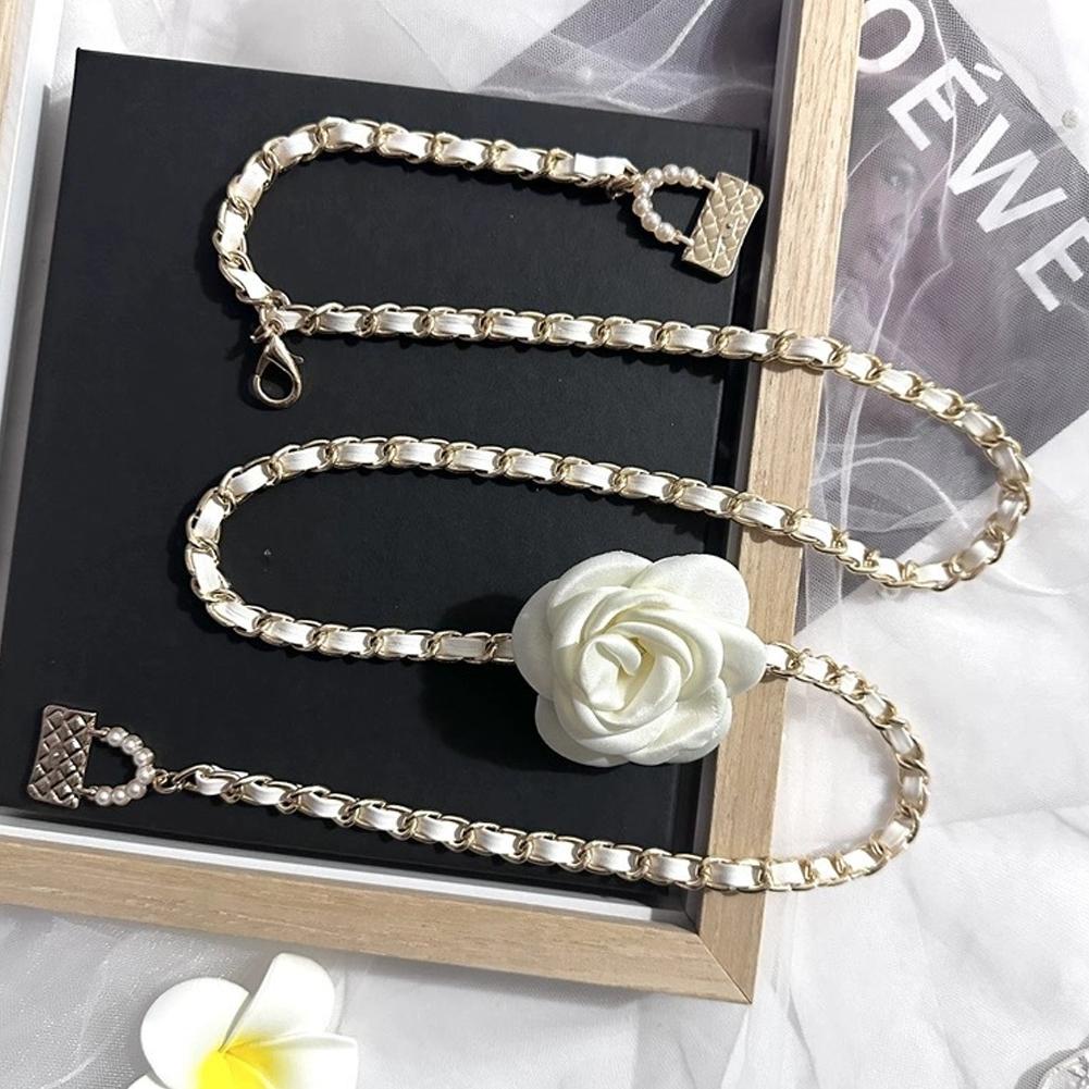 Dây Xích Đeo Hông Bằng Kim Loại Họa Tiết Hoa Trà Trang Trí Đầm y0t4