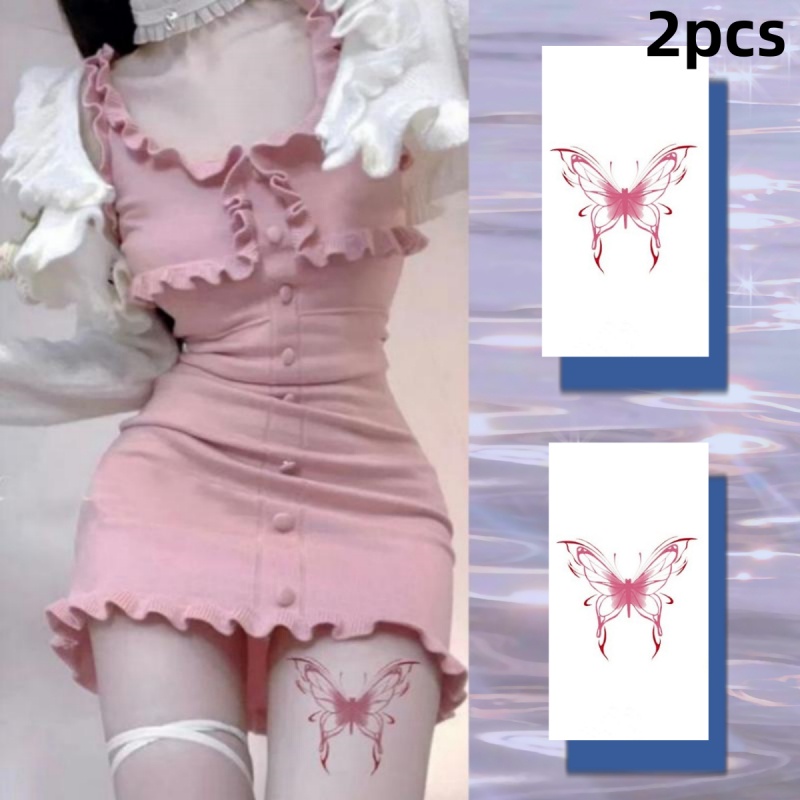 Hình Xăm Dán Tạm Thời Họa Tiết Cánh Bướm Màu Hồng Dễ Thương Chống Thấm Nước Lâu Trôi Trong Vòng 7 Ngày