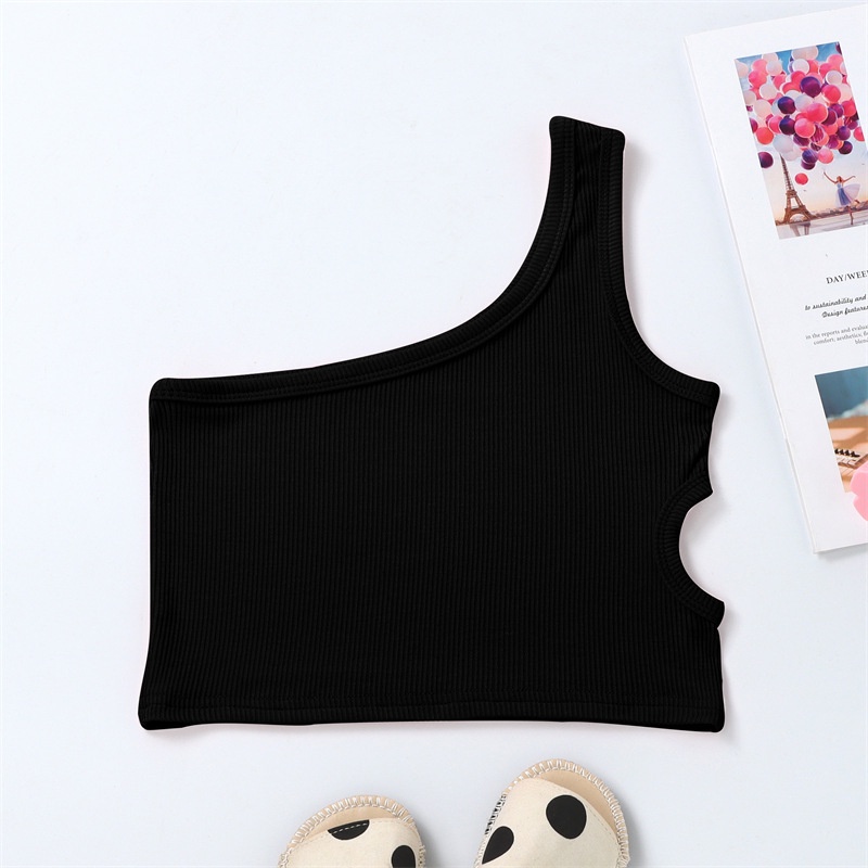 Áo Croptop Trễ Vai Chất Liệu Cotton Thời Trang Mùa Hè Phong Cách Hàn Quốc Cho Bé Gái