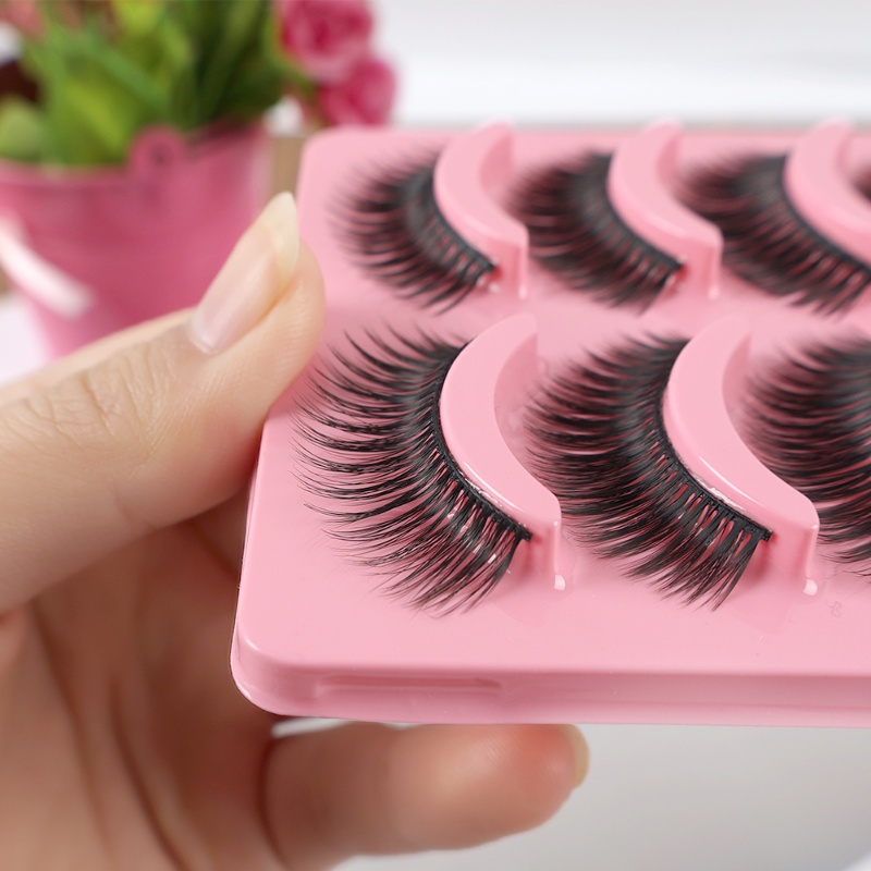 [Hàng mới về] Bộ 5 Cặp Lông Mi Giả Ngắn 3D Trang Điểm Hàng Ngày Tiện Dụng Cho Nữ