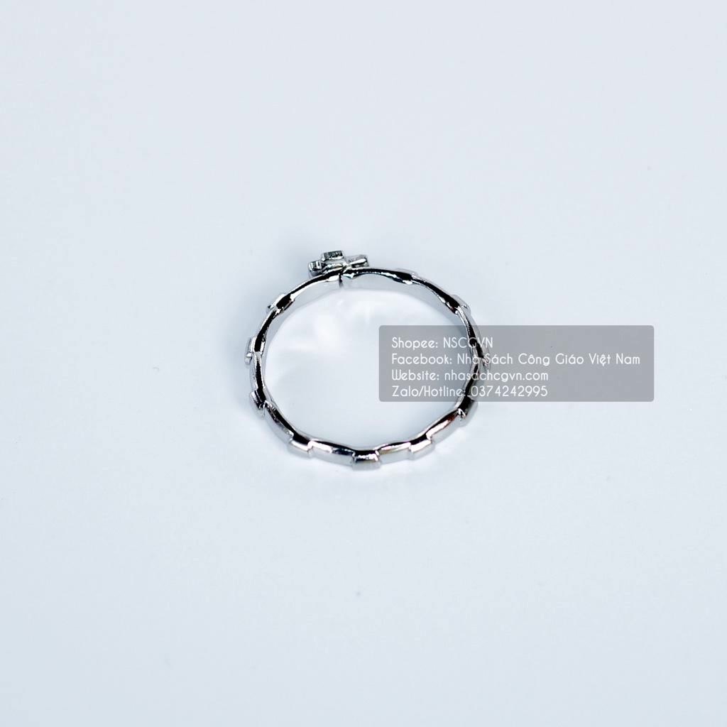 Nhẫn Mân Côi thánh giá inox không gỉ NS110 - Quà tặng Công Giáo, sinh nhật