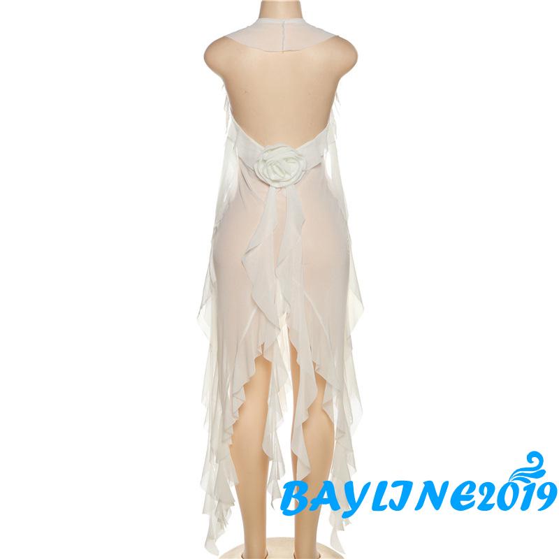 Đầm Midi Hai Dây Nhún Bèo Màu Trơn Phong Cách Đường Phố Mùa Hè Cho Nữ Cỡ S-M-L