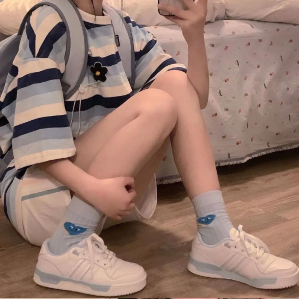 Áo Thun Tay Ngắn Dáng Rộng Họa Tiết Sọc Thêu Thiết Kế Mới Thời Trang Dành Cho Nữ