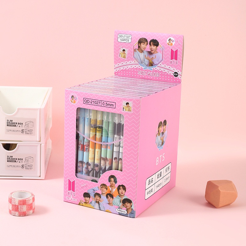 Set 12 Bút Mực Gel Hình Nhóm Nhạc BTS Hàn Quốc