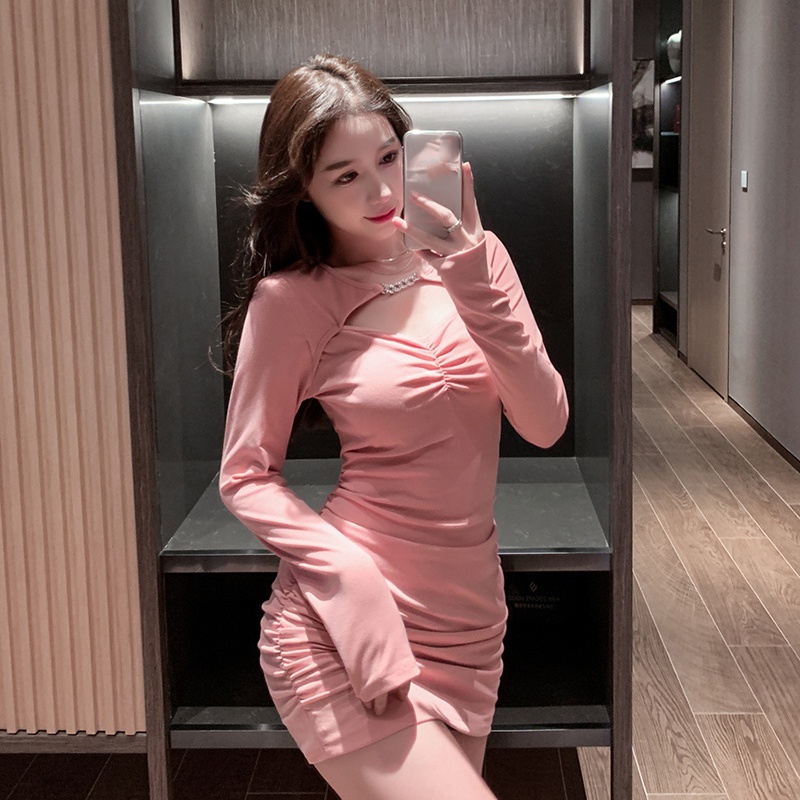 IELGY Đầm Dài Tay Giả Hai Mảnh Dáng Ôm Thời Trang Dành Cho Nữ