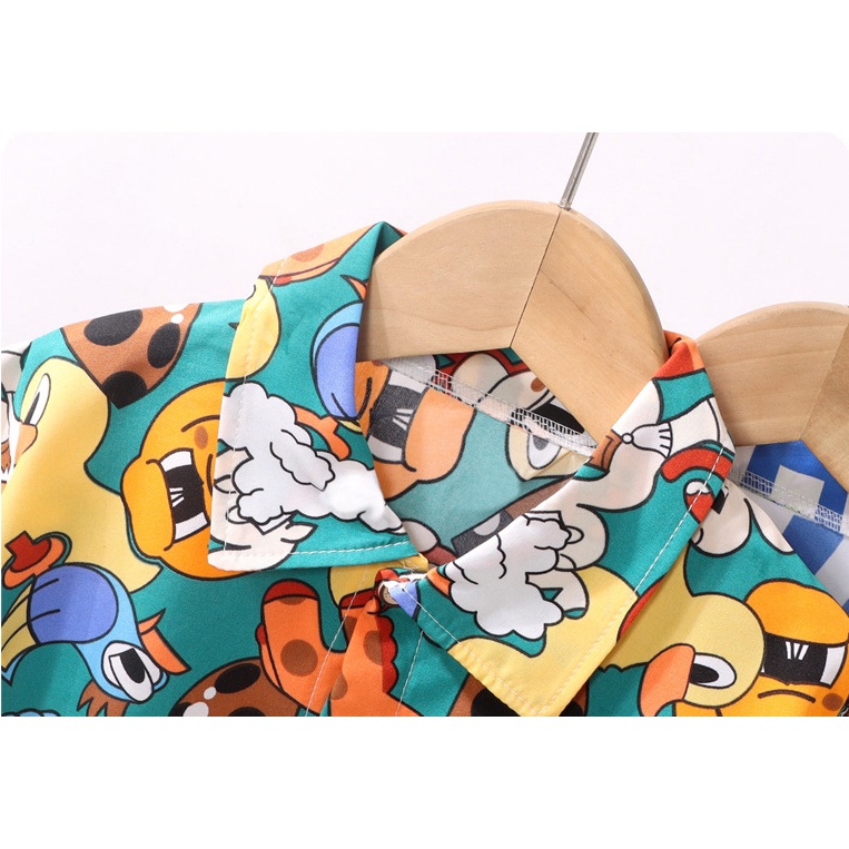 Áo Sơ Mi Tay Ngắn 90-160cm In Họa Tiết Hoa Nhí Xinh Xắn Thời Trang Cho Bé Trai Và Gái