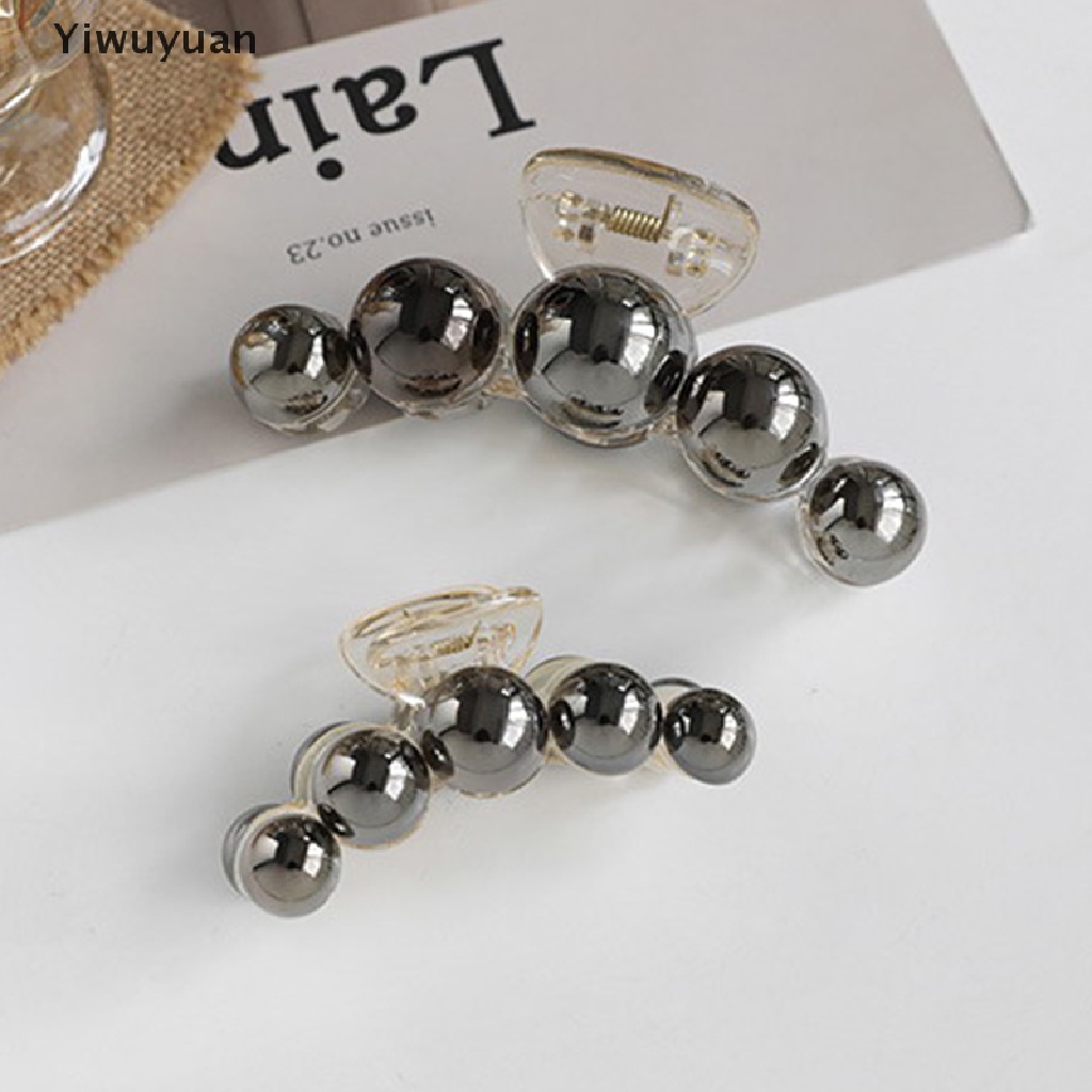 &lt; Yiwuyuan &gt; Kẹp Tóc Càng Cua Lớn Bằng Acrylic Đính Ngọc Trai Đen Thời Trang Cho Nữ Giảm Giá