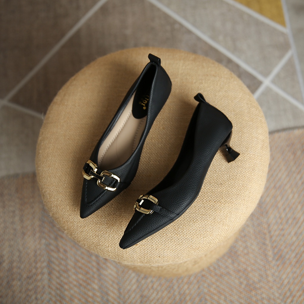 Giày Cao Gót Mũi Nhọn Miệng Nông Kiểu Pháp Thời Trang Xuân Thu