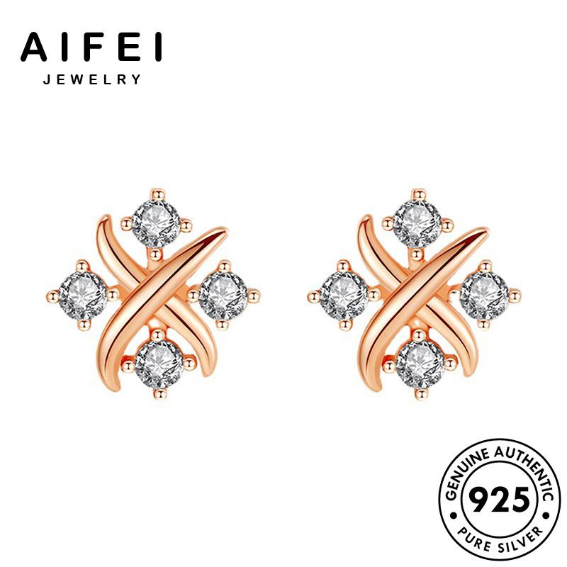 AIFEI JEWELRY xỏ thật Thời trang vàng tai khuyên cương tròn thời moissanite nữ bạc phụ kiện hàn bản quốc kim tua bông tính vuông 925 cá nguyên sức vành E178
