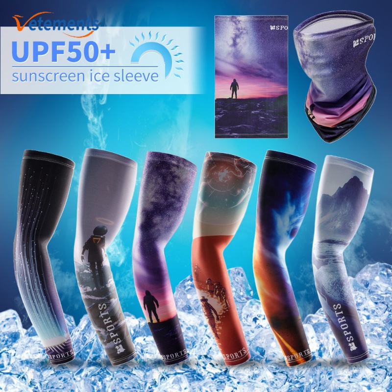 Găng Tay Chống Nắng / Tia UV Bằng Lụa Lạnh In Họa Tiết Phong Cảnh Cho Nam Và Nữ