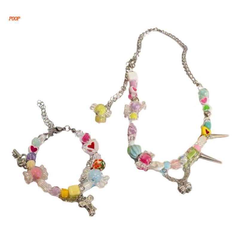 Vòng Tay / Vòng cổ Chuỗi Hạt Nhiều Màu Họa Tiết Hoạt Hình Dễ Thương Thời Trang Mùa Hè Xinh Xắn Cho Nữ