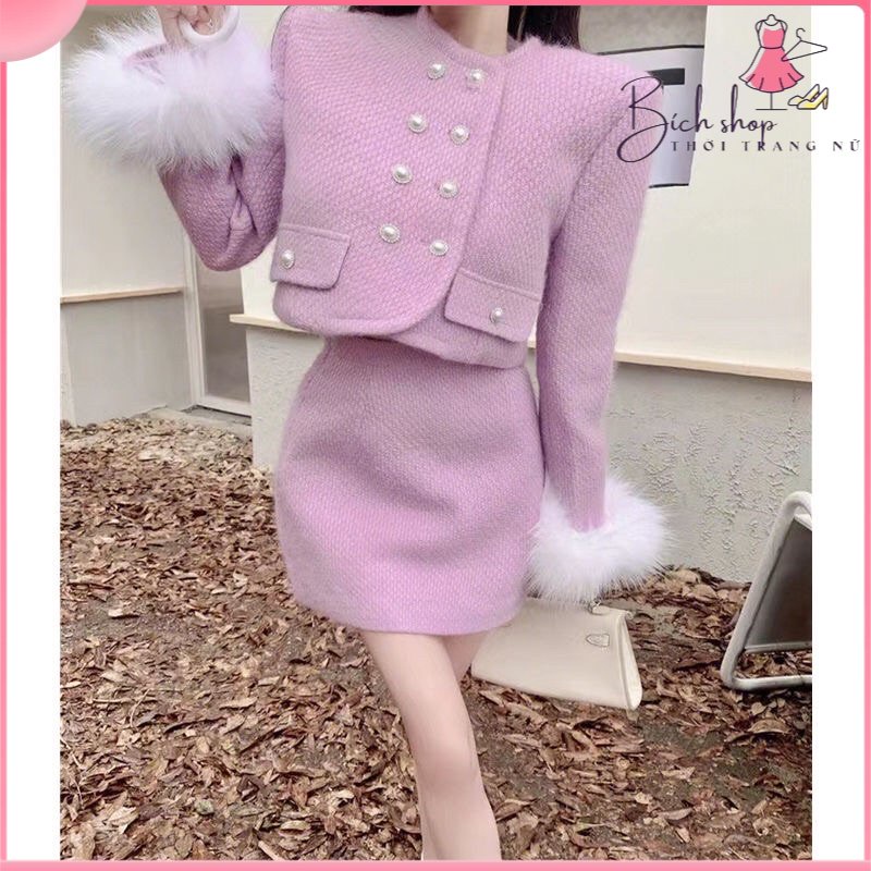 Sét dạ pha tay lông cao cấp , kiểu dáng trẻ trung sang chảnh