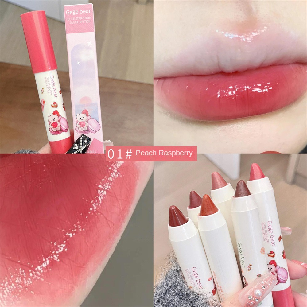 Mỹ phẩm Red Lip Tint Lipgloss Cute Bear Lip Liner Pencil Lips Makeup Lip Glaze Lipstick Pen 6 ColorGogo Bear Meng Xing Story Doodle Lipstick Dưỡng ẩm, Mỹ phẩm bán chạy cho cô gái