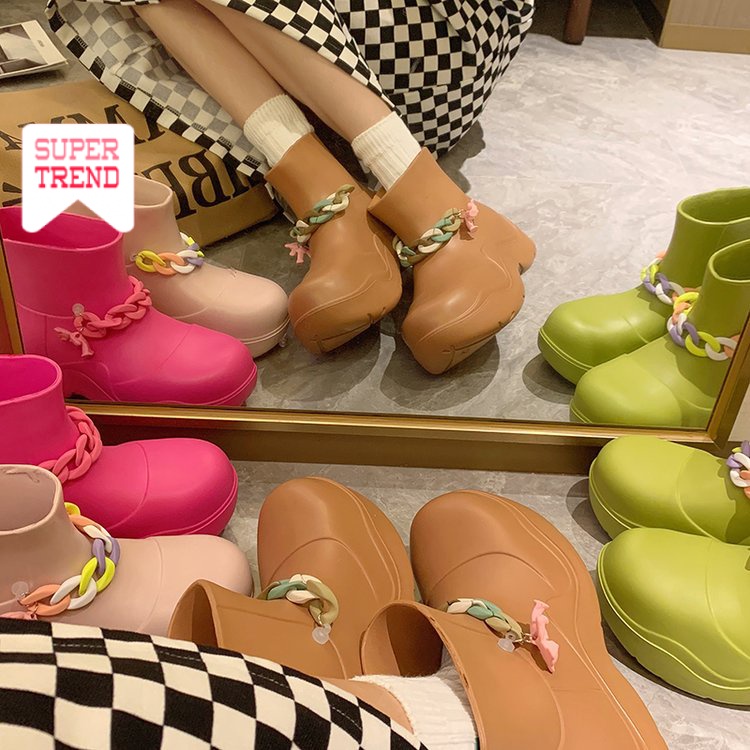 Giày Bốt Cổ Thấp Mũi Tròn Đế Dày Chống Trượt / Thấm Nước Màu Trơn Thời Trang