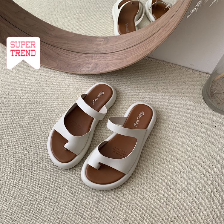 Dép Sandal Mũi Tròn Màu Trơn Thoải Mái Thời Trang Mới Dễ Phối Đồ