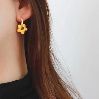 Bông tai thép titan hoa cao cấp Cánh hoa tươi Bông tai thép không gỉ Bông tai cao cấp phù hợp
