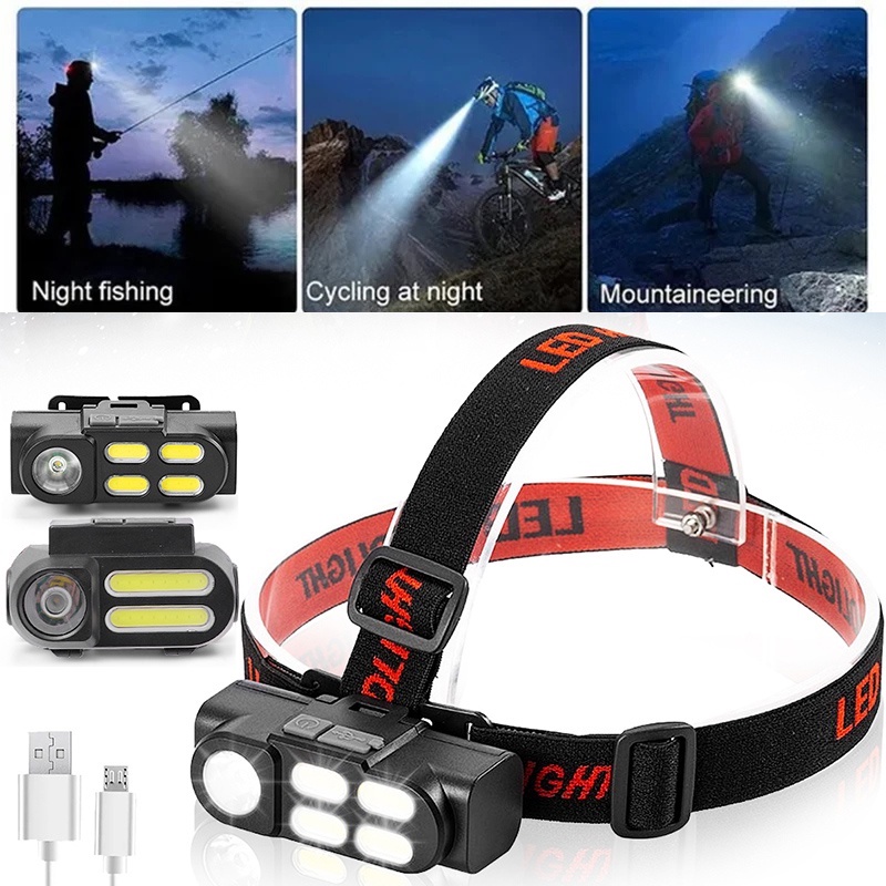 Đèn LED Đeo Đầu Đa Năng Có Thể Sạc Lại Bằng Cổng USB Dùng Câu Cá Vào Ban Đêm