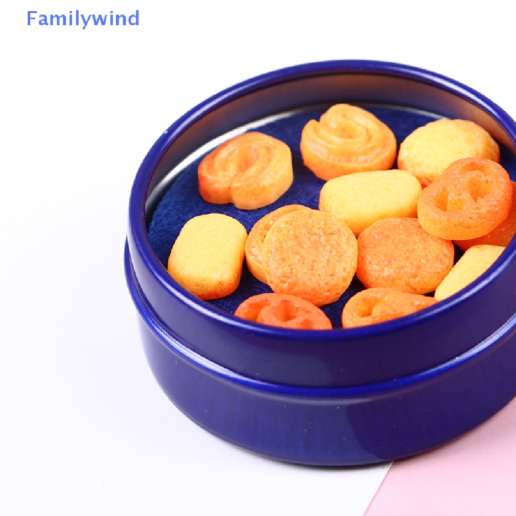 1 Hộp Thiếc Đựng Bánh Quy Màu Xanh Dương Tỉ Lệ 1 / 12 Trang Trí Nhà Búp Bê