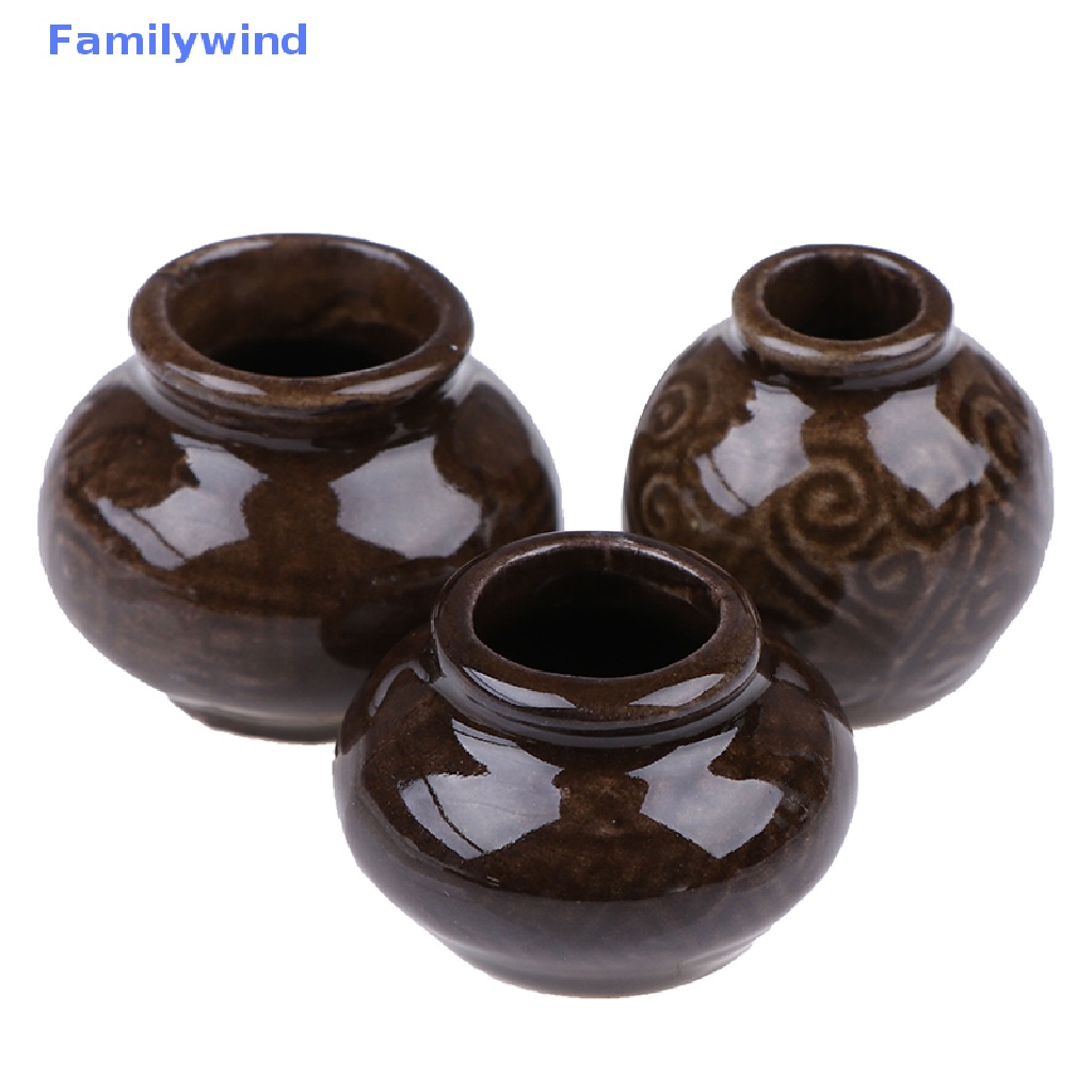 Set 3 Bình Hoa Sứ Mini Tỉ Lệ 1: 12 Dùng Để Trang Trí Nhà Búp Bê