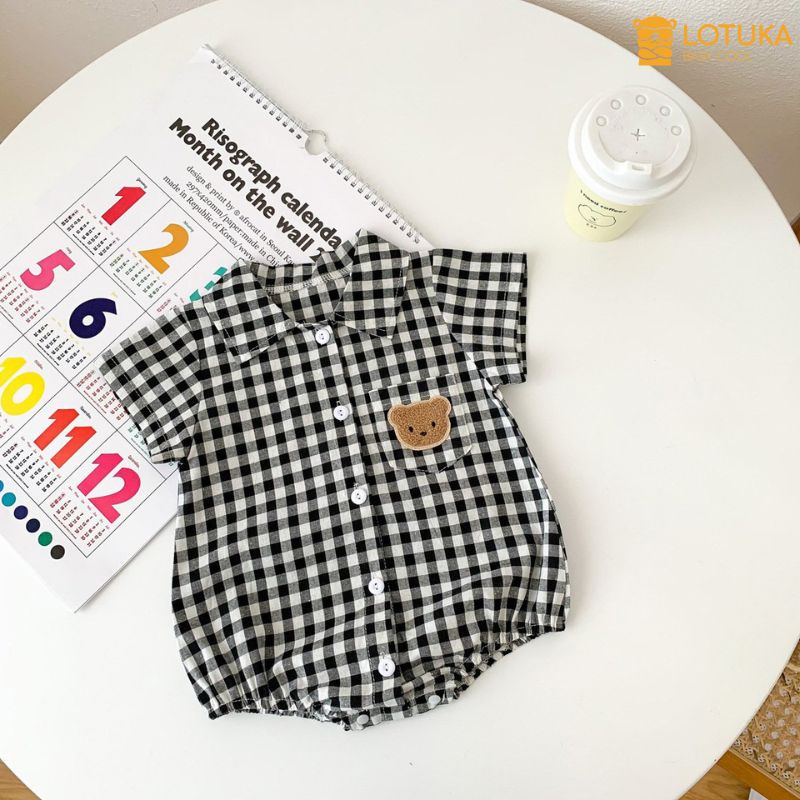 Body Chip Kẻ Caro LOTUKA Chất Thô Hàn Cao Cấp, Bodysuit Cho Bé , Thấm Hút Mồ Hôi Tốt, Đồ Liền Thân Mùa Hè Size 3-12kg