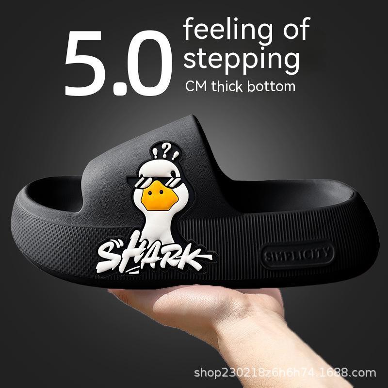 Dép Đế Dày 5.0CM Bằng EVA Silicon Chống Trượt Họa Tiết Vịt Hoạt Hình Mới Dành Cho Nam Nữ Đi Trong Nhà / Ngoài Trời