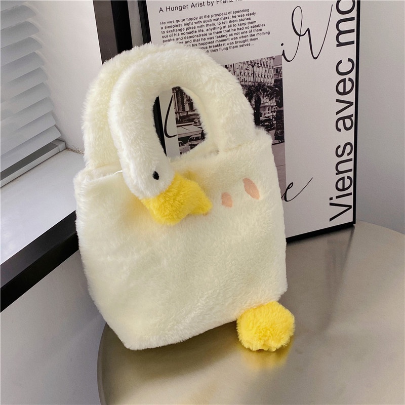 Túi Xách Tay Cỡ Lớn 20X22X12 Bằng Nhung Lông Thiết Kế Hình Hoạt Hình Dành Cho Nữ