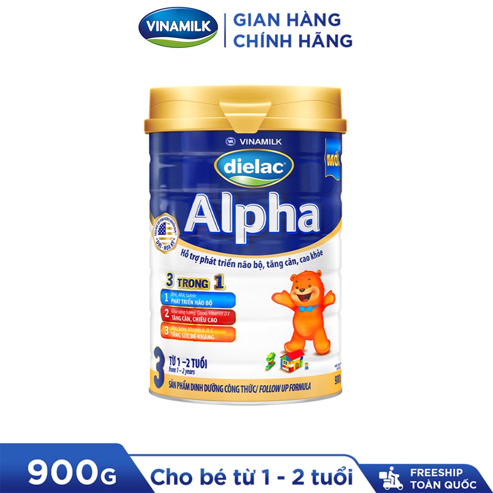 2 Hộp Sữa Bột Vinamilk Dielac Alpha 3 900g Hộp thiếc (Cho Trẻ Từ 1 - 2 Tuổi)