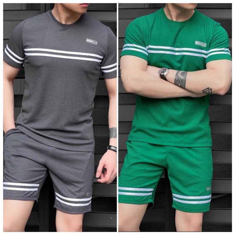 Bộ thể thao nam, đồ bộ quần áo tập gym vải cotton tổ ong thoáng mát co giãn năng động thời trang - B03