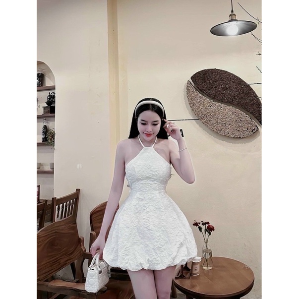 Đầm Yếm Gấm Xoè Bí Phối Nơ Tơ Bự Chà Bá Luôn alohashop91