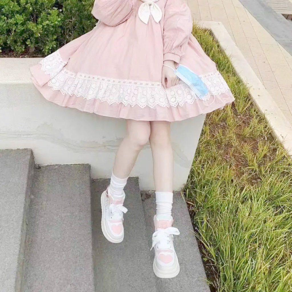 Giày Sneaker Đế Dày Tăng Chiều Cao Màu Macaron Dễ Thương Cho Nữ