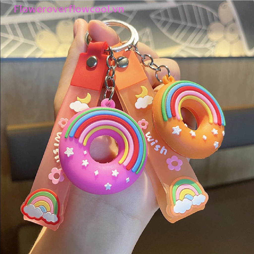 Coollady Móc Khóa Hình Bánh Donut Bằng PVC Dễ Thương Cho Cặp Đôi