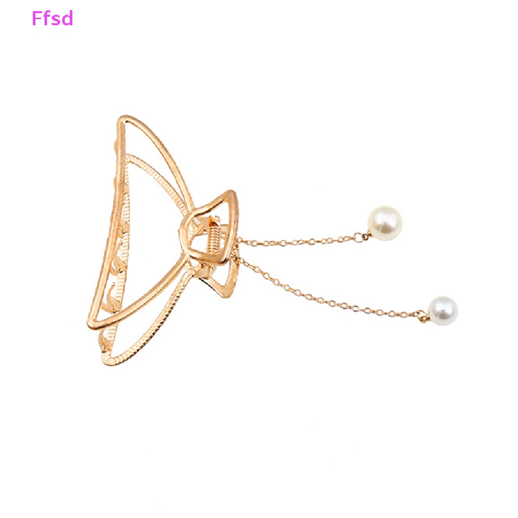 {Ffsd} Bán Chạy 1 Kẹp Tóc Bướm Hình Học Cỡ Lớn Bằng Kim Loại Màu Vàng Thanh Lịch Cho Nữ