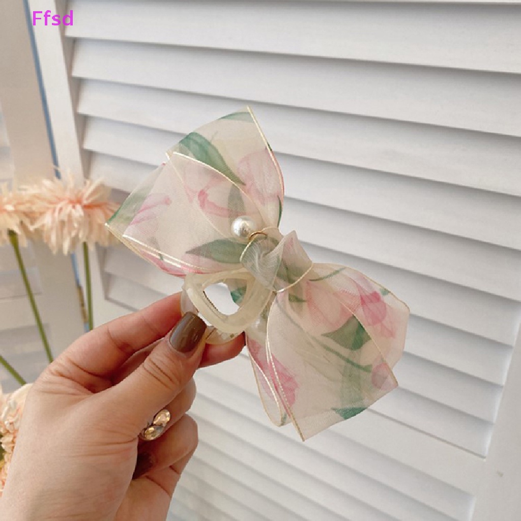 Kẹp Tóc Lưới Hình Nơ / Cá Mập Trong Suốt Thanh Lịch Cho Nữ