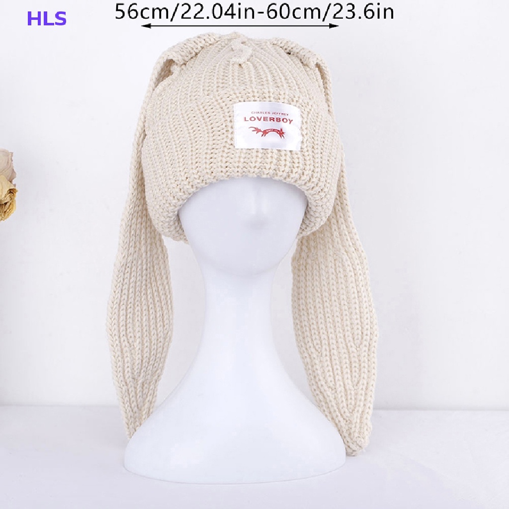 Mũ beanie Dệt Kim Đính Tai Thỏ Và Chữ Dài Dễ Thương Cho Nam Và Nữ