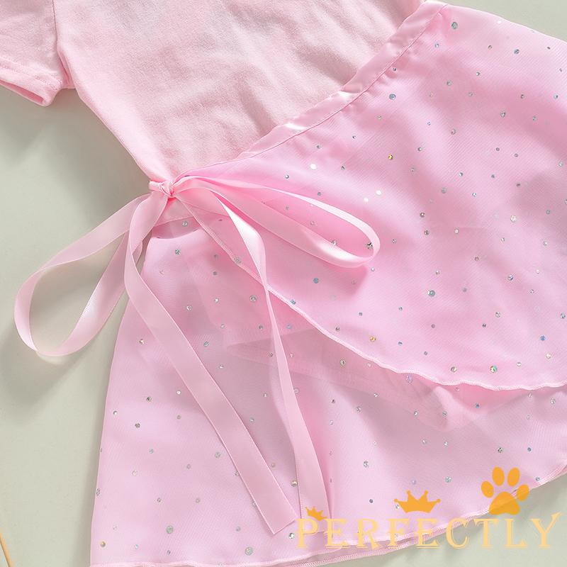 Đầm Múa Ba Lê Ngắn Tay Cổ Tròn Cho Bé Gái