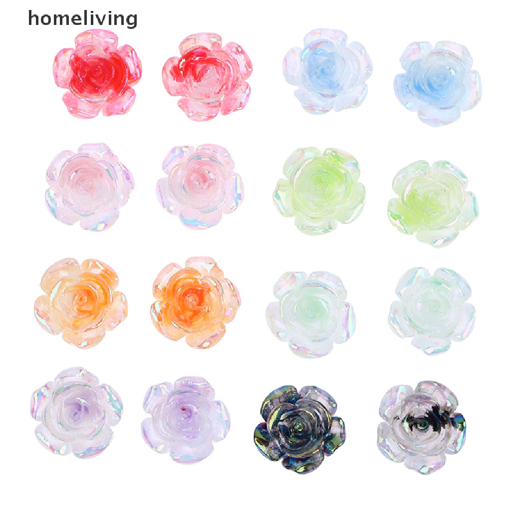 Set 2 Mô Hình Hoa Hồng Dạ Quang Mini Bằng Nhựa Resin Trang Trí Nhà Cửa Sân Vườn DIY
