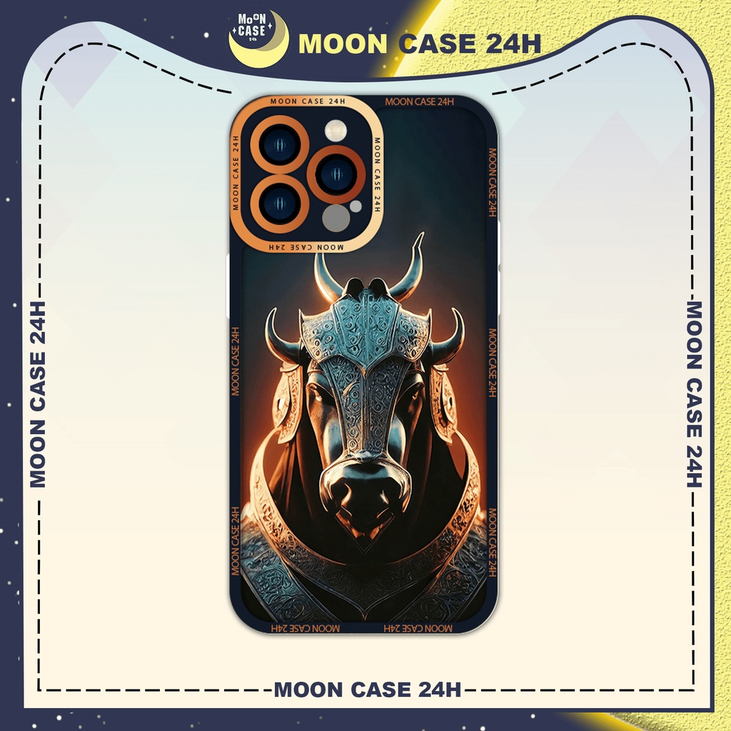 Ốp lưng iphone MOON CASE 24H Hình Trâu Mặc Giáp ip 8/x/xs/xsmax/11/12/13/14pro/plus/promax