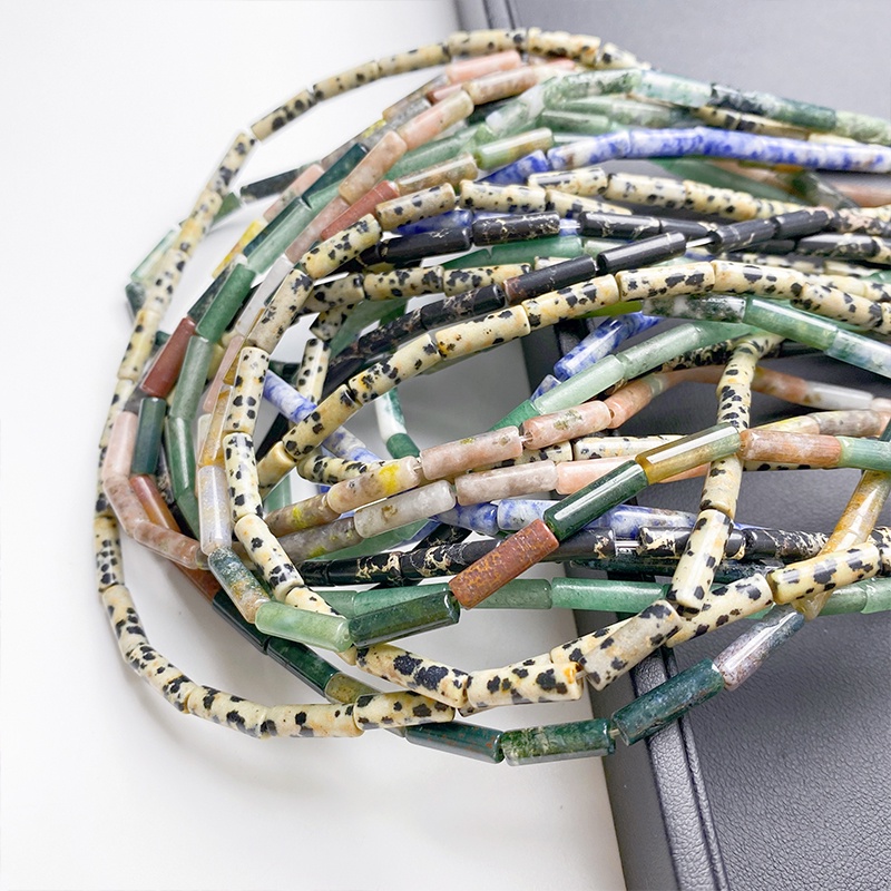 Vòng cổ vàng hạt charm Bộ 5 Hạt Đá Mã Não Tự Nhiên 4 * 13mm Tự Làm Vòng Tay / Dây Chuyền