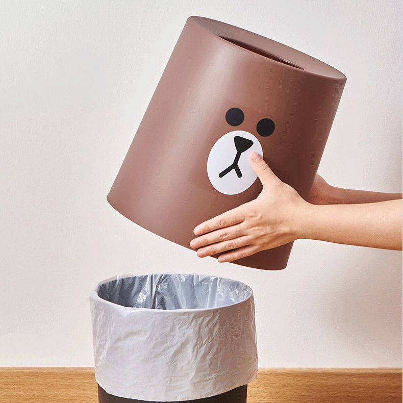 Thùng Rác Đôi Hình Gấu Hoạt Hình Dễ Thương Không Có Nắp Cho Phòng Khách Nhà Bếp