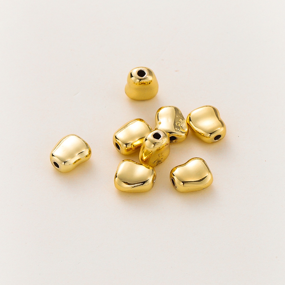 Bộ 10 Hạt Xỏ Lỗ Hình Oval Mạ Vàng 18K kunkka Kích Thước 6-6.5mm Không Gây Dị Ứng Dùng Làm Trang Sức Thủ Công