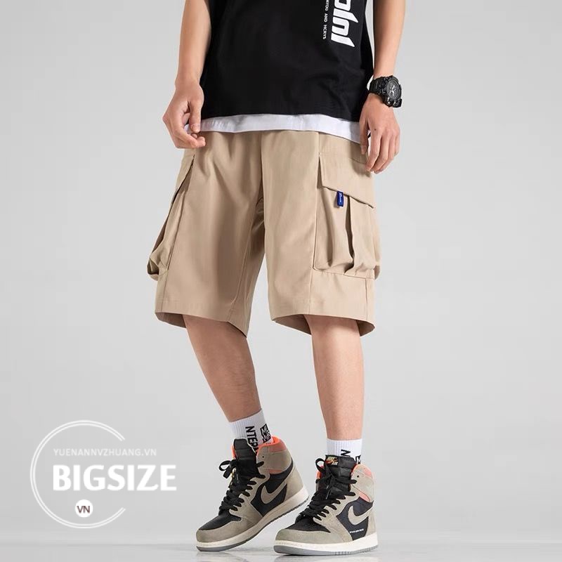 Quần short nam kaki Bigsize Quần đùi dáng suông ngố túi hộp cạp chun lưng thun mùa hè Phong cách Hàn Quốc Thời Trang cao cấp đẹp